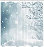 Duschvorhang 240x200 cm Winter Duschvorhang Schneelandschaft Bad Vorhang Anti Schimmel Wasserdicht 3D Shower Curtains Waschbar Polyester Stoff Duschvorhänge für Badewanne Badezimmer F.560