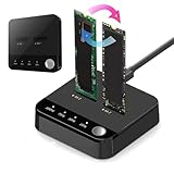 Topiky M.2 Festplatte Duplicator Serial ATA an NVMe Cloner Dock Station Dual SSD -Gehäuse, M.2 Duplicator Cloner Dual Bay Offline USB C Bis NVMe Sata Dock Station
