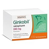 Ginkobil® ratiopharm 240 mg Filmtabletten stärken die Gedächtnisleistung und Konzentrationsleistung* mit dem Extrakt aus Ginkgo biloba,120 Filmtabletten