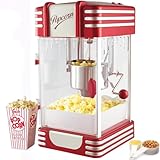 BAKAJI Popcornmaschine XXL Profi Retro Vintage Design, Leistung 300 W mit Edelstahlbehälter Stil der 50er Jahre, Pop Corn fertig in 4 Minuten, 25,5 x 27 x 46 cm