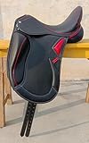 WILD RACE Leder-Dressur-Monoflap-Wechseleisensattel/Leather Dressage Monoflap Changeable Gullets Saddle (18', Schwarz (Black))