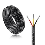 22AWG 3x0,3mm² 20Meter Elektrokabel 3-adrig Kabel, 5V/12V/24V Erdkabel verzinnte Kupferkabel, 300V flexibel und weich Stromkabel hohe Temperaturbeständigkeit Verlängerungskabel 20m