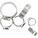 125-teiliges 7-21-mm-Einohr-Schlauchschellen-Set, 304 Edelstahl-Drahtrohr, Kraftstoffleitungs-Clip-Sortiment mit Ohrklemmenzange (nur 125-teilige Klemme)