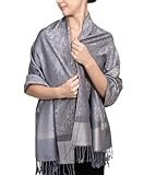 Achillea Pashmina-Schal im Vintage-Stil, Jacquard, Paisleymuster, zweifarbig - Grau -