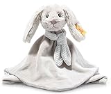 Steiff Schmusetuch Hase Hoppie, Süßes Stofftier, Jungen, Mädchen & Babys ab 0 Monaten, Soft Cuddly Friends, Plüschtier 26 cm, Hellgrau, 242250