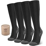 SONORAN 2 Pairs Kompressionsstrümpfe Damen und Herren Klasse 2 Stützstrümpfe Kompressionssocken Compression Socks Kompression für Running, Reisen, Sport L/XL （Schwarz Grau）