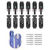 ALLY-MAGIC 6 paar Solar Stecker Set, Solarpanel MC4 Stecker Männlich/Weiblich, IP67 Wasserdicht mit 2 Werkzeug, Solarstecker für PV Kabel MC4 Werkzeu, Ladereglerzubehör Solarstecker E21-MC4GFLJQ