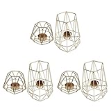Kznifmk Set mit 6 geometrischen Teelichthaltern aus Metall mit Teelichtern für Dekoration von Wohn- und Zimmern – Tischdekoration für Hochzeiten und Esszimmer