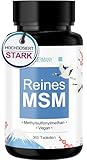 MSM Vegan 2000mg + 365 laborgeprüfte Tabletten [HOCHDOSIERT] Kompakteres MSM Pulver als bei Kapseln - Vegan und ohne Zusätze in Deutschland abgepackt