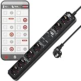 Brennenstuhl Connect Eco-line WiFi Steckdosenleiste / Intelligente Mehrfachsteckdose 6-fach (2.4 GHz WiFi, kompatibel mit Alexa und Google Assistant, kostenfreie App, 1,5m Kabel) schwarz