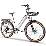 KAISDA Electric Bike 26 Zoll Elektrofahrrad E-Bike Pedelec Mit 250W Motor 36V 16Ah Abnehmbarem Li-ion Akku Bis Range 100km,7 Speed MTB Ebike for Adults,LCD Display,Weiß