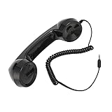 Tosuny Retro-Telefonhörer, Altes Telefon-Headset mit Lautstärkeregler, 3,5-mm-Vintage-Retro-Telefonhörer, Handyempfänger für Alle Smartphones und Computer, 9-Fuß-Spiralkabel (Schwarz)