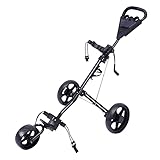 Ciounmb Golf Trolley, 3 Rad Golftrolley, Golfwagen Golf klappbar, Golfcaddy Golf Push Cart aus Aluminum, Golfcaddy