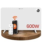 HEIMWERT Infrarot Wandheizung 600W - Sofort Wohlfühlwärme - Senkt Heizkosten enorm - Luxusausstattung mit Thermostat + App - Langlebig, Geräuschlos - 2in1 Wandmontage und Standgerät (600Watt)