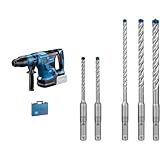 Bosch Professional 18V System BITURBO Akku Bohrhammer GBH 18V-36 C (inkl. Bluetooth Modul GCY 42, ohne Akku/Ladegerät) + 5x Expert SDS plus-7X Hammerbohrer Set (für Stahlbeton, Ø 5-10 mm)
