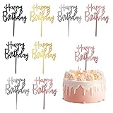 MXTIMWAN 8 Stück Happy Birthday Tortendeko, Cake Topper Geburtstag, Wiederverwendbarcake Acryl Tortendeko Geburtstag, Happy Birthday Cake Topper für Babyparty Jubiläen Party Dekoration