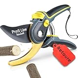 halmland® KUNDENRETOURE Gartenschere mit scharfer SK5 Stahlklinge | Astschere, Pflanzenschere | schneidet Äste bis 20mm Durchmesser | Teflon-Antihaftbeschichtung | für große & kleine Hände | Gelb