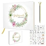 Sporgo Gästebuch Hochzeit: 60 Seiten Hochzeitsgästebuch mit 4 Stück Hochzeit Sticker, Hochzeit Gästebuch, für Hochzeitsdeko, Hochzeitsalbum, Brautpaar Erinnerungen (25,8 x 18,6cm)