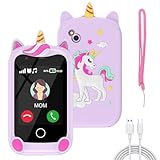 Alutoria Kinder Handy, Mini-Telefon für Mädchen Jungen, 2.8 Zoll großer Touchscreen Smartphone Kinder 16 Spiele Anruf SOS Kamera Musik Schrittzähler Wecker, kindertelefon Jungen ab 4-9 Jahre (Lila)