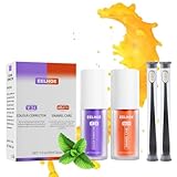 2 Stück Lila Zahnpasta Weisse Zähne Zahnpasta Weisse Zähne 60ML Farbkorrektur Serum Zähnes, Kommt Mit 2 Zahnbürsten, Zahnfleckenentfernung Zahnfleisch Reparatur Frischer Atem