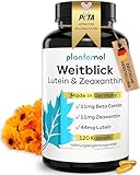 Weitblick - 120 Lutein Zeaxanthin Kapseln - Augenvitamine hochdosiert mit 44mg Lutein + 11mg Zeaxanthin + 11mg Beta Carotin & Vitamin A - 4 MONATSVORRAT an Augen Kapseln - nur 1 Kapsel/Tag