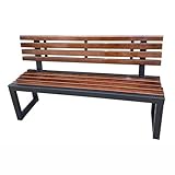 NASTYA Outdoor-Bank, Gartenbank, Parkstuhl, Outdoor-Bank, korrosionsbeständig, für den Innenhof, Einkaufszentrum, Rückenlehne, Massivholzbank, Sitzbank für den Innenbereich, Esstisch, 180 cm