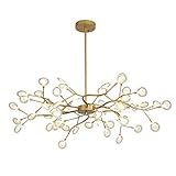 OMOONS Kronleuchter, Wohnzimmer-Kronleuchter, E27, verstellbar, Globus, für Küche, Schlafzimmer, Esszimmer, moderne Glas-Hängeleuchte / goldfarben, 8 Köpfe