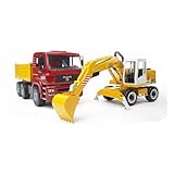 bruder 02751 - Man TGA Kipplastwagen mit Liebherr Schaufelbagger - 1:16 Baufahrzeug, Baustelle, Löffelbagger, Arbeiter, bworld, Baumaschine, LKW, Transporter