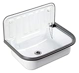 Spülbecken aus Stahl emailliert Ausgussbecken für Garten Keller Waschküche