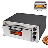 Pizzaofen elektrisch - 2000W, 1 Kammer Pizzabackofen, 20L, Temperaturbereich 50-350℃, Timer, Erinnerungssignal, Komplettset(Pizza-Ofen + Handgriff + Handschuhe + Pizzastein)