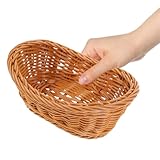 Garneck Geflochtener Brotkorb und Snackhalter aus Rattan mit Flachem Boden Großer Volumen Aufbewahrungskorb für Küche und Buffet im Vintage Stil