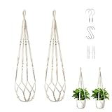 Wdmxszdq 35 Inch Macrame Plant Hanger, Makramee Blumenampel mit Haken für Innen-und Außenbereich hängenden Pflanzgefäße, weiß, 2-Pack (Pflanzgefäße und Pflanzen Nicht Inbegriffen)