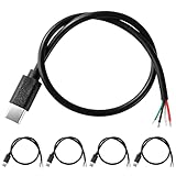 KUOQIY 5 Stücke 30cm 22AWG USB Typ C Stecker Pigtail Stromkabel, 5V 3A USB-C-Stecker auf 4-Poligen Blanken Draht Offenes Ende, USB Typ C Pigtail Kabel-Verlängerungskabel, für LED-Leuchten, Fans