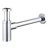 Verstellbarer Messing Siphon Abflussrohr Waschbecken Ablaufgarnitur G1 1/4 Zoll Reinigungsöffnung