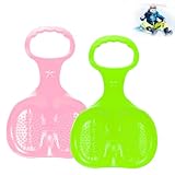 2 Stück Schneerutscher Kinder Schlitten Bob Poporutscher Erwachsene und Kinder Schneeteller Porutscher mit Griff Winter Outdoor Sport