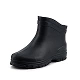 Tymar Herren Leichte Kurze Gartenschuhe EVA Kurzschaft Gummistiefel Regenstiefel Boots Outdoor Freizeit (Schwarz, 45/46 EU)