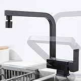 Vorfenster Küchenarmatur Armatur Küche Klappbar Dual Modus Wasserhahn Küche Messing Schwenkbar-Schwarz