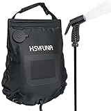 HSYFUNA Campingdusche,5 Gallonen/20L mit Temperaturanzeige Solardusche Camping,Warmwasser 45°C Camping Dusche Outdoor,für Wandern Klettern