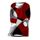 Fleece-Hoodies für Damen, trendig, 2025, Fleece, Rundhalsausschnitt, gefüttert, Thermo-Sweatshirt, warmer Winterpullover, Sweatshirt für Camping, Outdoor, Reisen und Wandern, rot, XL