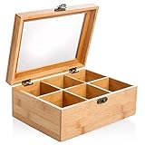 wenco 555128 Teebox, 6 Fächern, Teeaufbewahrung aus Bambus, Teebeutel Organizer, 175 Grams, Hellbraun