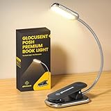 Glocusent Posh Premium Leselampe Buch Klemme mit Timer, 16 LED Wiederaufladbar Buchlampe, Laufzeit 160 Stunden, 1800K augenschonend Leselicht, 3 Farben & 5 Helligkeitsstufen, perfekt für Leser