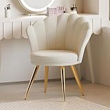 Aivermeil Esszimmerstühle Samt • Muschelsessel mit Rückenlehne & Armlehnen • Schminktisch Stuhl • Polstersessel Elegant • Akzentstuhl mit Gold Metallbeinen Accent Chair • Weiß