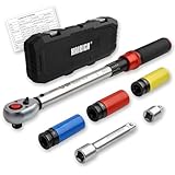 Hairich Drehmomentschlüssel Auto 1/2 Zoll, 40–210 Nm, TÜV Süd GS geprüft, 6-tlg. Drehmomentschlüssel Set mit 125 mm Verlängerung, 1/2'-3/8' Adapter & 3 Stecknüssen – Für Reifenwechsel & Motorrad