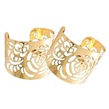LRXIYODE 2 Stück Eleganter Offener Oberarmreif aus Metall mit Filigranem Blumenmuster Modischer Arm Cuff Bangle für Damen Stilvolles Armband als Geburtstags und Valentinstagsgeschenk