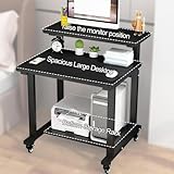 Rollender Computertisch mit Monitorständer, mobiles Design für kleine Räume, 3-stöckiger Laptoptisch mit Aufbewahrungsregalen
