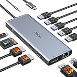 USB C Docking Station Dual Monitor,USB-C Laptop Dockingstation,Triple Display USB C Hub Adapter mit 2 HDMI, Displayport, Ethernet, PD, 5 USB, SD/TF, Audio/Mic für Dell XPS Lenovo