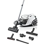 Bosch Staubsauger beutellos Serie 6 BGC41XALL, Bodenstaubsauger, Testsieger, ideal für Allergiker, Hygiene-Filter, Hartbodendüse, XXL-Polsterdüse, hohe Saugleistung, leise, 700 W, weiß