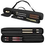 Rexmica 2x2 Billard Queue Tasche für bis zu 2 Unterteile und 2 Schäfte, Billiardstock Tasche mit Griff und abnehmbarem Schultergurt, Schwarz