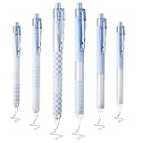 cuhostki Gel-Tintenstift-Set, 6 Stück Einziehbare Gelstifte, Aesthetic Gelstifte Schnell, Trocknende Gel Pen, 0,5 mm feine Spitze, Zubehör für Schule & Büro (Blauer Schaft)