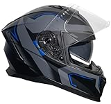 Rallox Helmets Integralhelm 510-3 schwarz/blau RALLOX Motorrad Roller Sturz Helm (XS, S, M, L, XL) Größe S